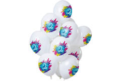 Ballonnen Color Splash 2 Jaar 30cm - 12 stuks
