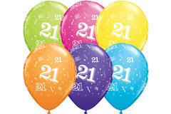 Kolorowe balony 21 lat 28 cm - 25 sztuk