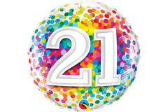 21. Geburtstag Folienballon Regenbogenkonfetti - 45cm 1