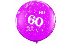 Magenta Ballonnen 60 Jaar 90cm - 2 stuks 1