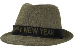 Trilby Hat 'Happy New Year' Lurex Gold