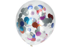 Balony z kolorowym konfetti foliowym 30 cm - 4 sztuki