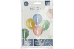 Balloons Retro 1 Year Multicolored 33cm - 6 pieces 2