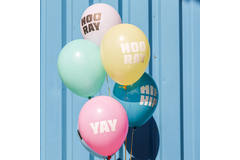 Ballons Pastell 'Hip Hip Hooray' Mehrfarbig 33cm - 6 Stück 4