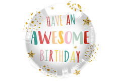 Balon foliowy 'Have An Awesome Birthday!' Retro - 45cm