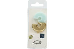 Candle Retro Number 3 Light Blue 2