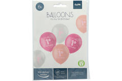 Ballonnen 'It is my 1st Birthday!' Roze 33cm - 6 stuks 2