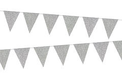 Linea di bandiera Glamour Glitter color argento - 6 metri 2