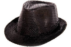 Cappello trilby nero metallizzato con glitter 1