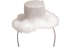 Cappello argento con pelliccia bianca e luci LED