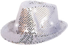 Cappello trilby argento con luci led e glitter