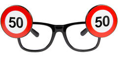 50 urodziny okulary znak drogowy