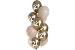 Balloons Golden Latte 21 Years 33cm - 12 pieces