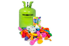Butla z helem BalloonGaz z 50 kolorowymi balonami i wstążką 1