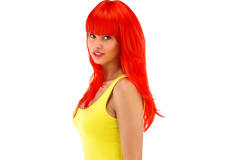 Parrucca capelli lunghi scoppi rossi