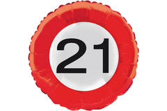 21st Birthday Traffic Sign Foil Balloon - 46 cm