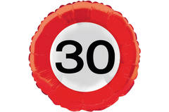 30th Birthday Traffic Sign Foil Balloon - 46 cm