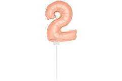 Mini figura palloncino oro rosa numero 2-36 cm 1