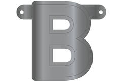 Banner metallizzato argento lettera B.