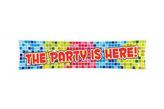 The Party is here Spruchband Geburtstag Bunt - 180x40 cm
