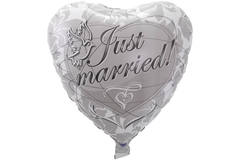 Zilveren bruilofts hartballon Just Married onverpakt