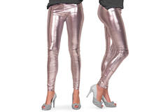 Leggings Metallic-Look Silber - Größe S-M