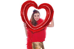 Cornice per foto a forma di cuore con palloncino in foil Rosso - 80x70cm