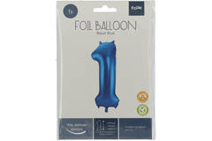 Folieballon Cijfer 1 - Blauw - 86 cm 3