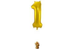 Goldener Folienballon Ziffer / Zahl 1 - 86 cm 2