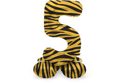Foil Balloon with Base Number 5 Tiger Chic - 72 cm