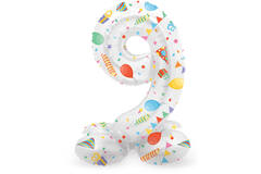 Palloncino Foil con Base Numero 9 Joyful Party - 72 cm 1