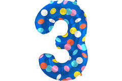 Foil Balloon Number 3 Colorful Dots - 86 cm