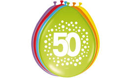 Palloncini 50 anni Happy Bday Dots 30 cm - 8 pezzi