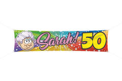 50th Birthday Sarah Rainbow Banner - 180x40 cm