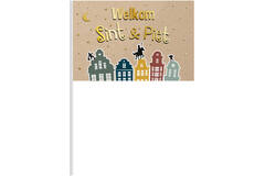 Bandiera sventolante 'Welkom Sint & Piet' (NL) - 30x20cm