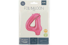 Roze Metallic Mat Folieballon Cijfer 4 - 86cm 4