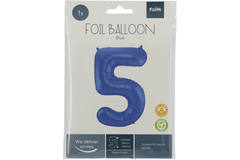 Palloncino Foil  Numero 5 - Blu Metallizzato Opaco - 86 cm 3