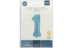 Folienballon Ziffer / Zahl 1 Pastellblau Metallic Matt - 86 cm 2