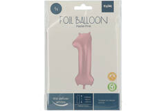 Folienballon Ziffer / Zahl 1 Pastellrosa Metallic Matt - 86 cm 2