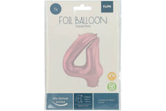 Folieballon Cijfer 4 Pastel Roze Metallic Mat - 86 cm 2