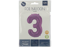 Folienballon Ziffer / Zahl 3 Lila Metallic Matt - 86 cm 2