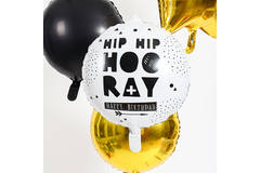 Foil Balloon Hip Hip Hooray Black-White - 45 cm 4