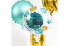 Folieballon Verjaardag Teal/Goud - 45 cm 4