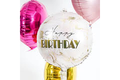 Folieballon Verjaardag Marmer Roze/Goud - 45 cm 4