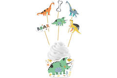 Zestaw do dekoracji babeczek Dino Roars - 12-częściowy