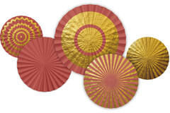 Paper Fans/Rosettes Golden Dusk - 5 pieces