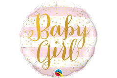 Foil Balloon 'Baby Girl' Pink Stripes - 45cm