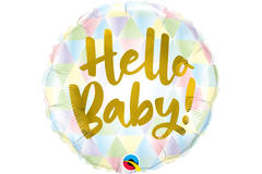 Folienballon 'Hello Baby!' Mehrfarben Dreiecke - 45cm